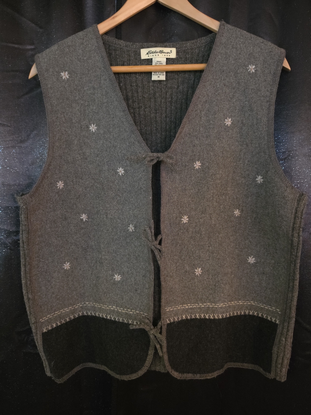 Vintage Eddie Bauer Y2K Toggle Closure Wool Vest Gorpcore Embroidered